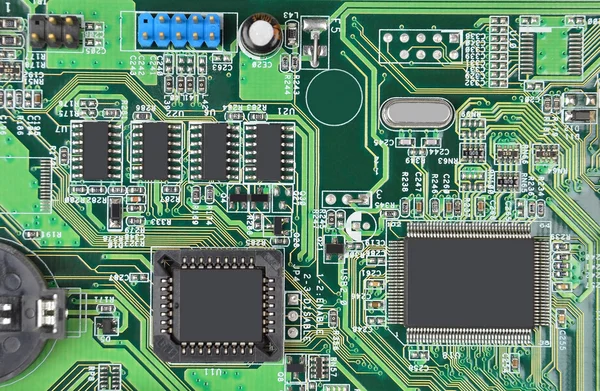 Green computer motherboard — Stock Photo, Image