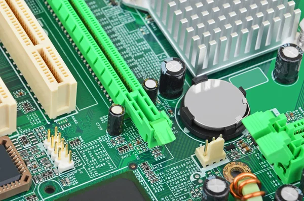 Green computer motherboard — Stock Photo, Image