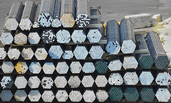 Stacked PVC and steel pipe