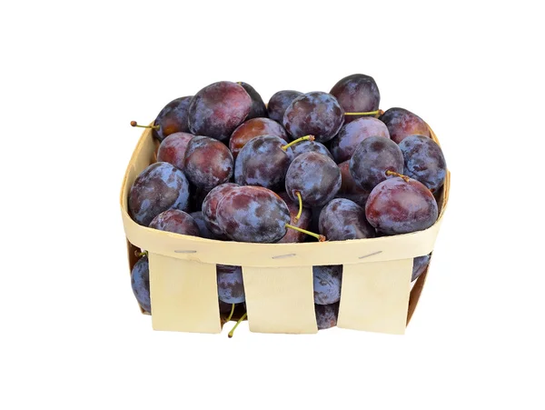 Plum in a wattled basket — Stock Photo, Image