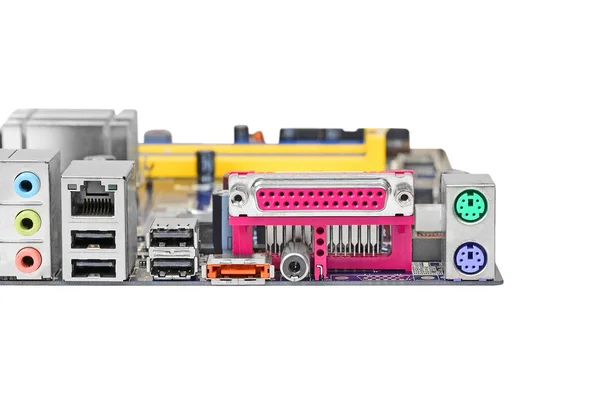 Connector of computer motherboard board — Stock Photo, Image