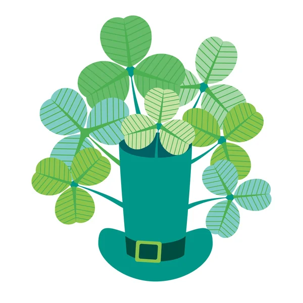 Hat with bunch of clovers. — Stock Vector