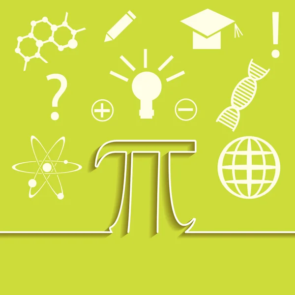 Vector set of flat line of science infographic. Inspiration, idea and discovery theme. Pi symbol concept. — Stock Vector