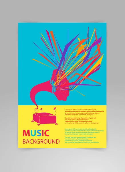 Music background vector template with gramophone. — Stock Vector