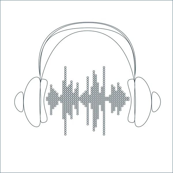 Onda de sonido vectorial con auriculares . — Vector de stock