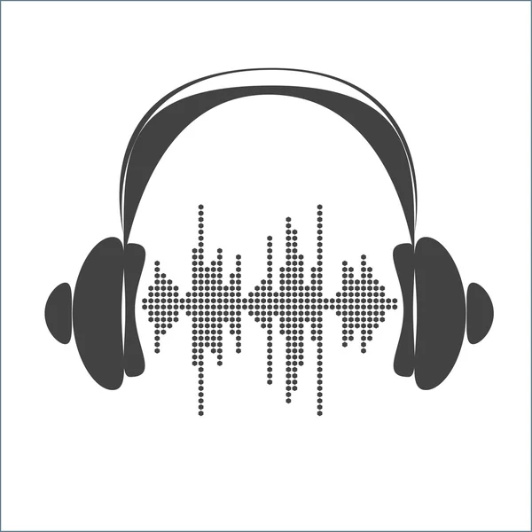 Onda de sonido vectorial con auriculares . — Vector de stock