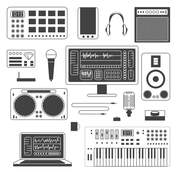 Conjunto de equipos digitales de músico . — Archivo Imágenes Vectoriales