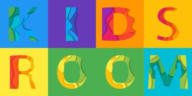 Çocuklar Oda vektör yazı