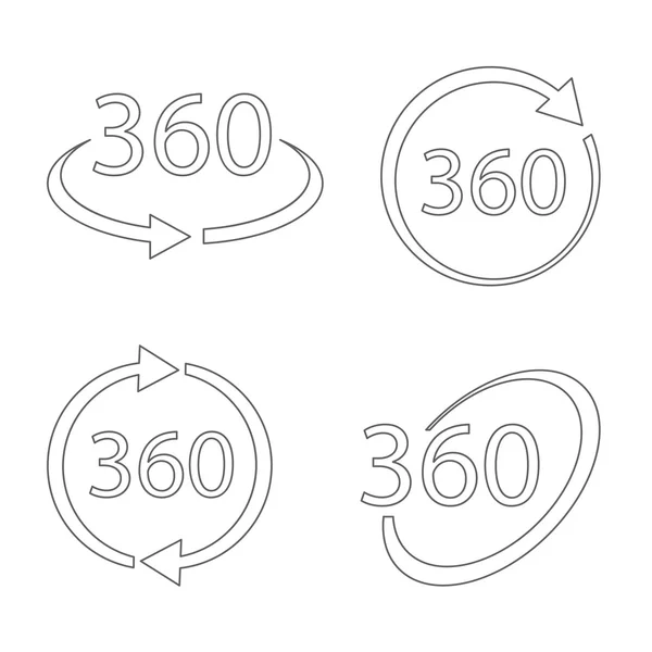 360 grados de vista conjunto de vectores — Vector de stock