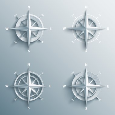 Set of 3d wind roses clipart