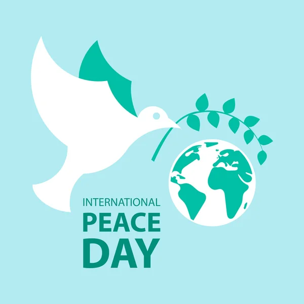 Paloma de paz con rama de olivo para el cartel del Día Internacional de la Paz — Archivo Imágenes Vectoriales