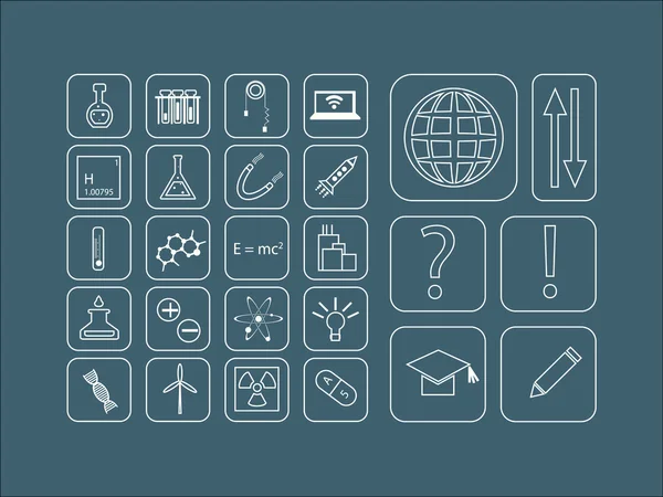Modern vector set of thin line icons for science — Stock Vector