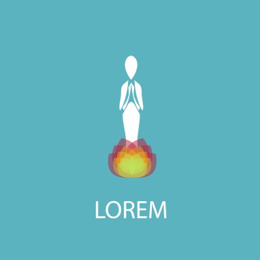 Lotos vektör logo tasarım şablonu ile insan figürü. Güzellik, Spa, Relax, Masaj, meditasyon, Nirvana kavramı simgesi.