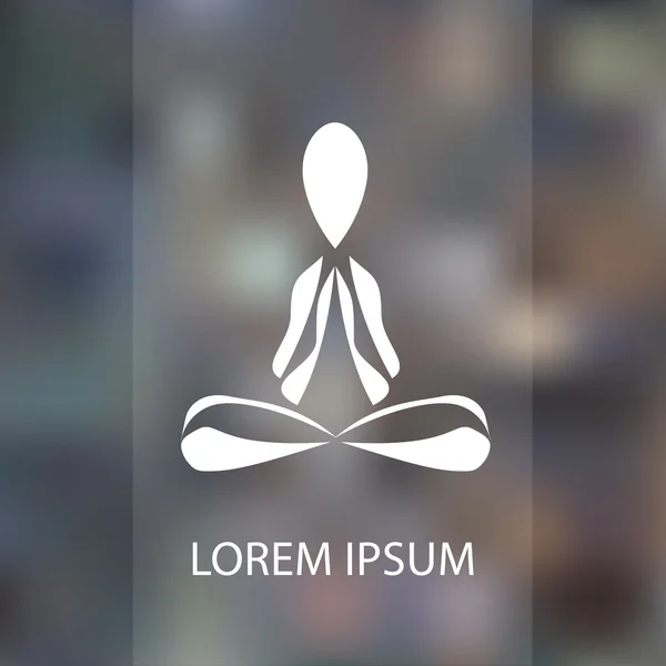 Gekleurde yoga vormen vector logo ontwerpsjabloon. op blured backgrpund. Schoonheid, Wellness, Relax, Massage, meditatie, Nirvana concept pictogram. — Stockvector