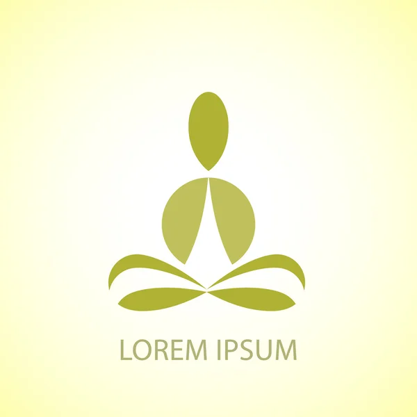 Plantilla de diseño de logotipo de vector de pose de yoga verde. Belleza, Spa, Relajarse, Masajes, Meditación, Concepto de Nirvana icono . — Archivo Imágenes Vectoriales