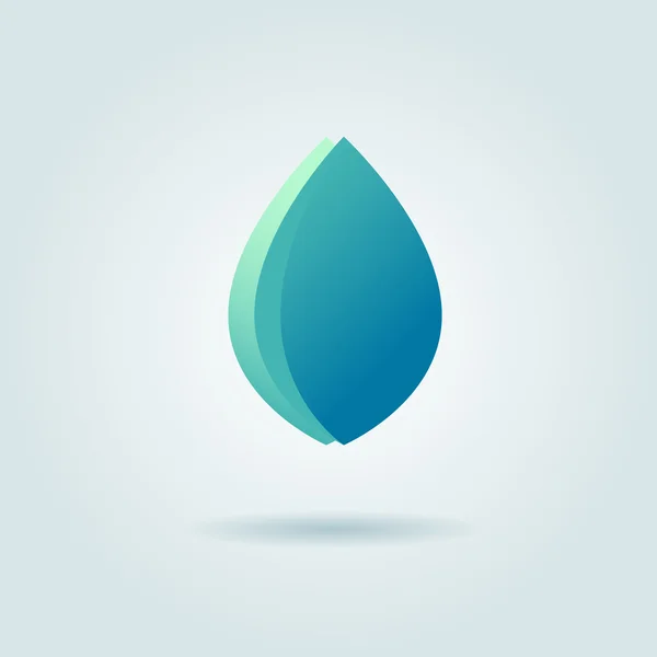 Plantilla de diseño de logotipo vectorial. Abstracto gota de agua azul, forma de ola y hoja,. Negocios, tecnología, naturaleza, símbolo de la ecología — Archivo Imágenes Vectoriales