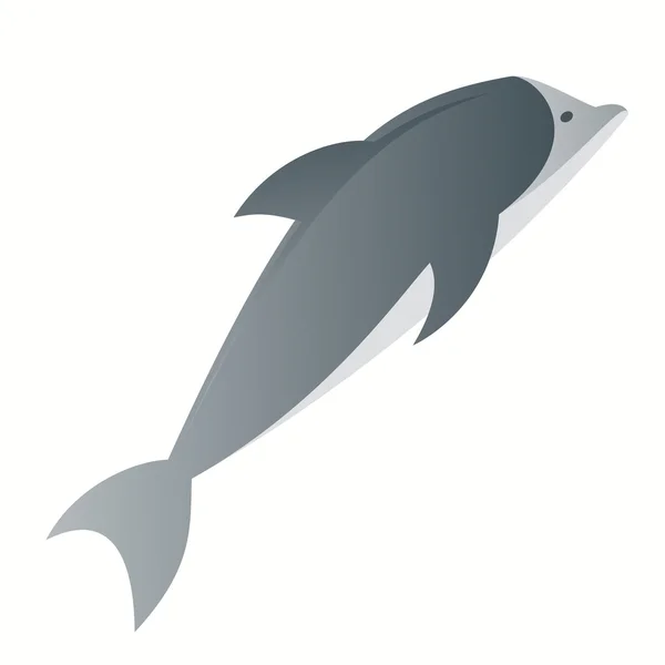 Dolfijn. Vectorsilhouet op een witte achtergrond. — Stockvector