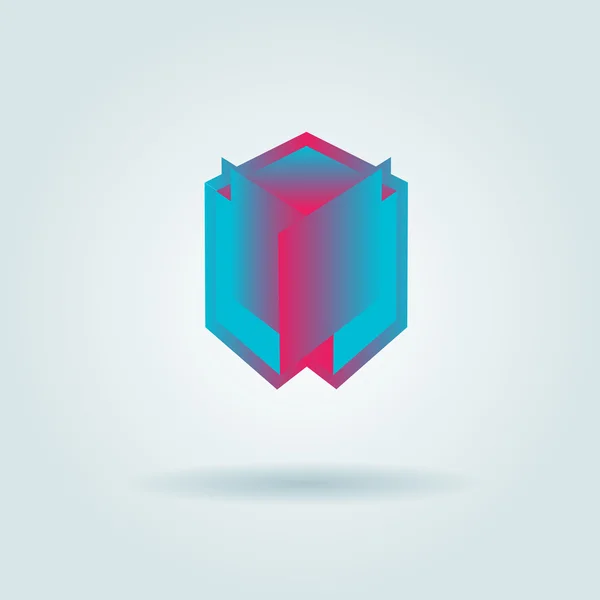 Kub teknik abstrakt gradient vektor logo mall. Designelement för företagsidentitet. Abstrakt 3d-kub symbolikon. — Stock vektor