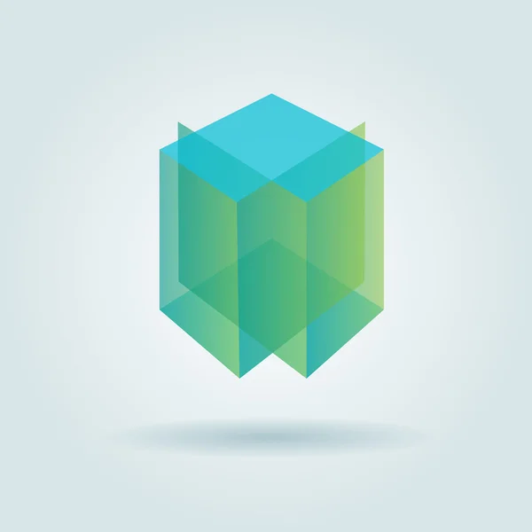 Plantilla de logotipo de vector de vidrio degradado abstracto de tecnología cubo. Elemento de diseño para identidad corporativa. Icono de símbolo de cubo 3D abstracto . — Vector de stock