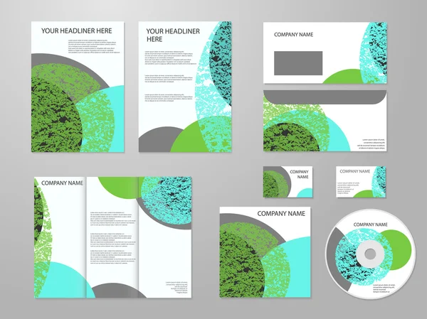 Professionelle Corporate Identity oder Business Kit mit geometrisch abstraktem Design für Ihr Unternehmen umfasst CD, Cover, Visitenkarte, Umschlag, Flyer und eine dreidimensionale Broschüre. Ökologie, Biologie, Schönheit und — Stockvektor
