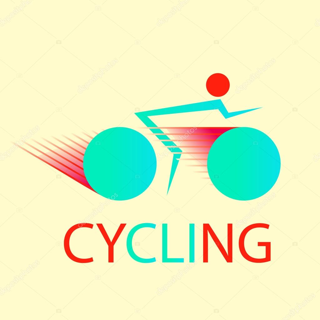 Vector logo design template. Silhouette of racing cyclist. Retro and vintage illustration. Summer sports icons