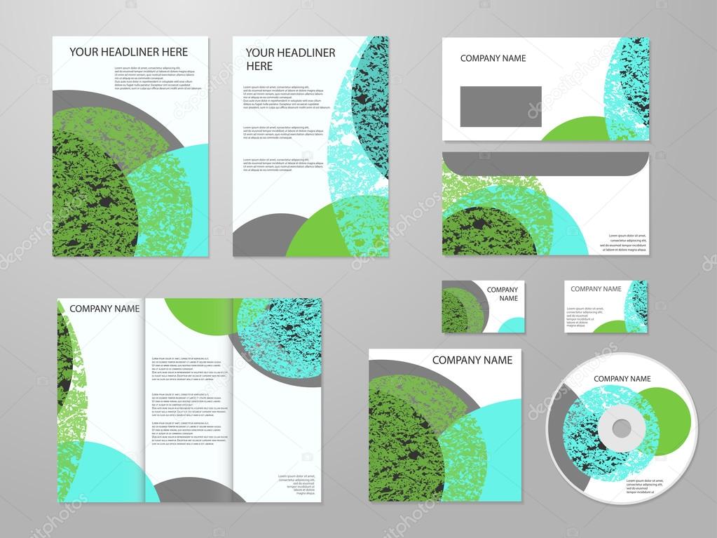 Professional corporate identity or business kit with geometric abstract design for your business includes CD, Cover, Business Card, Envelope, Flyers and trif-old brochure. Eco, biology, beauty and