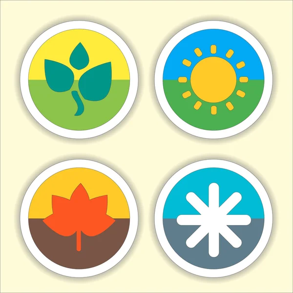 Four seasons flat thin icon set. Vector illustration of winter, Spring, Summer, Autumn symbols. — 스톡 벡터