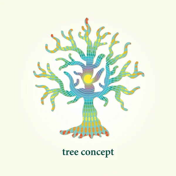 Stylized vector tree illustration with pattern inside. Design element for logo, background and poster. — Stock Vector