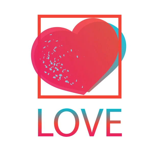 Design de forma de coração no quadro com símbolos de amor — Vetor de Stock