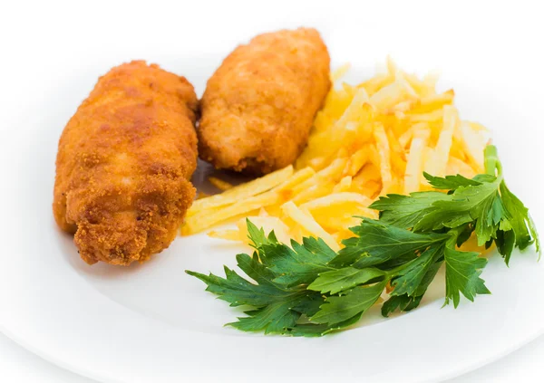 Pollo Kiev con patate arrosto 1 — Foto Stock