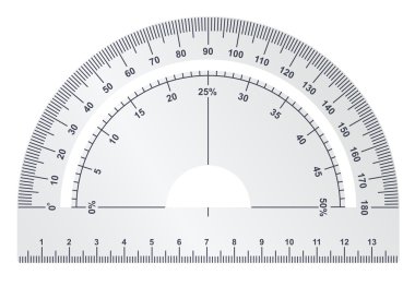 Silver protractor on white background clipart