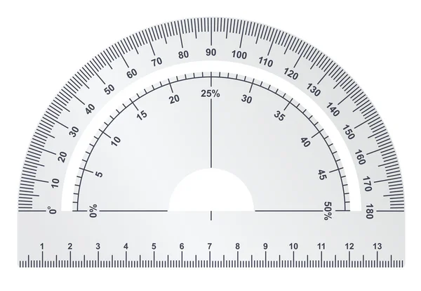 Stříbrný úhloměr na bílém pozadí — Stockový vektor