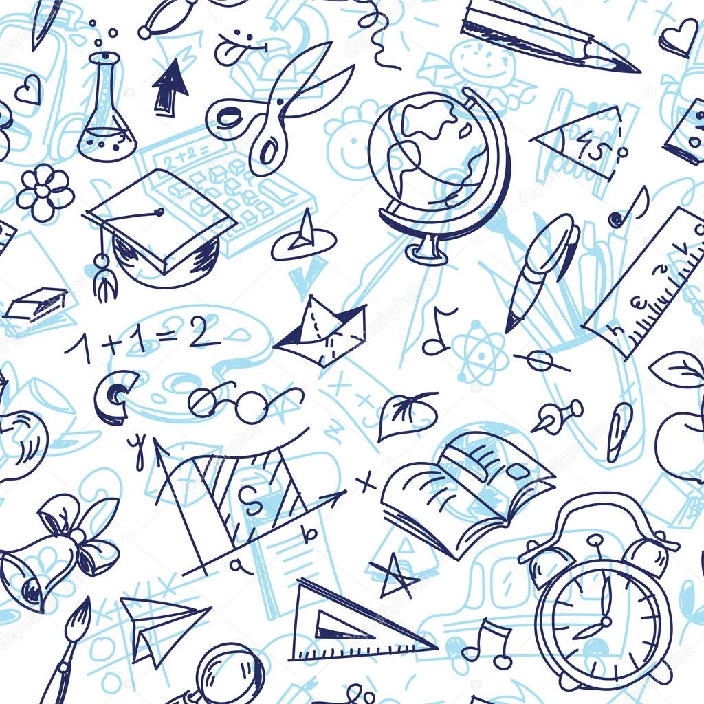 Creative seamless school pattern with children drawings