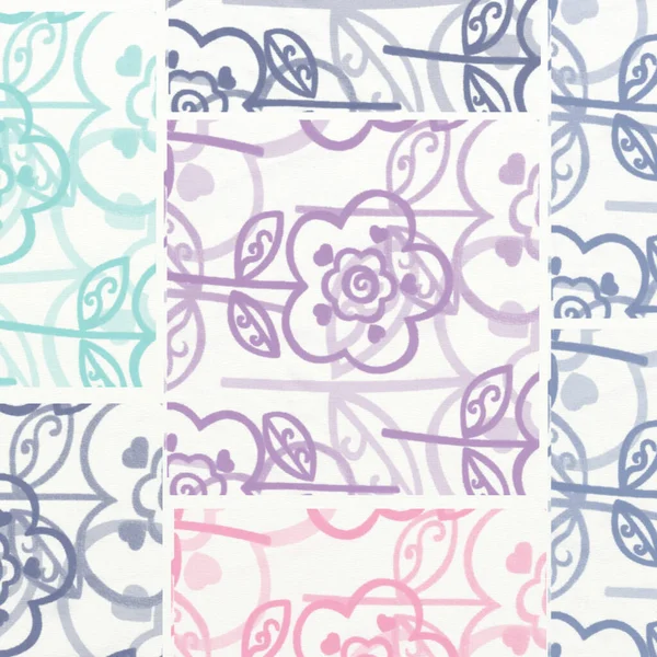 Textiles Repeating Motif Pattern Objects Flowers Mascots Vintage Backgrounds Cards — Stock Photo, Image