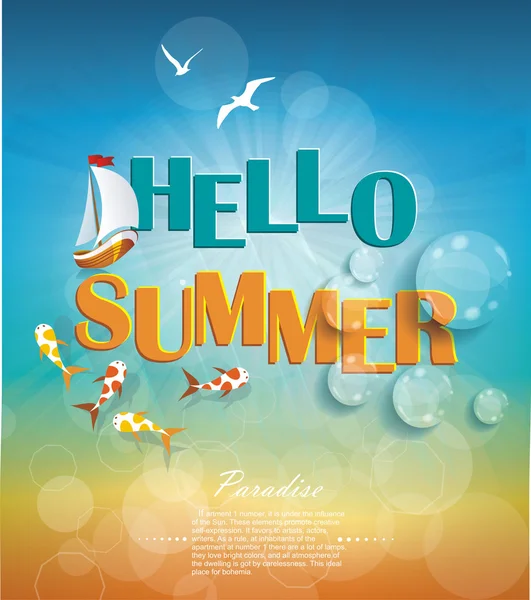 Say Hello to Summer, creative graphic message design. — Stock Vector