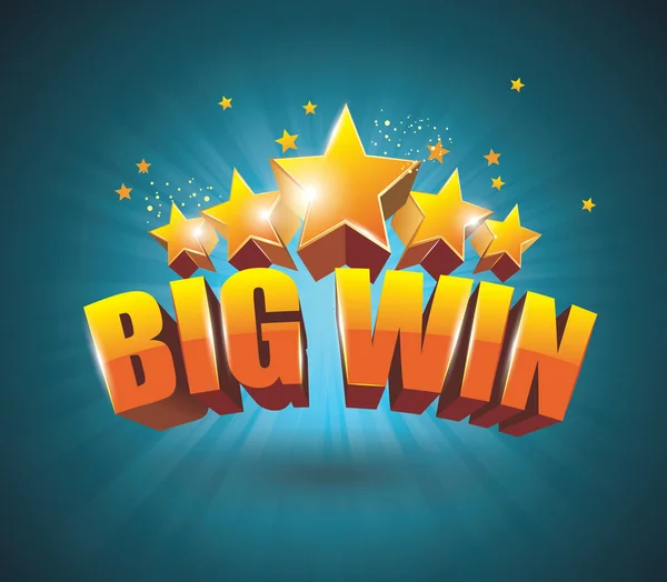 Big Win sinal de ouro para casino online, poker, roleta, slot machi — Vetor de Stock