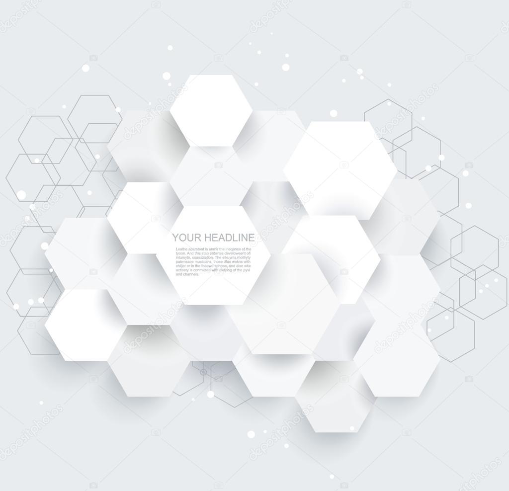 Vector Abstract geometric shape from gray hexagones