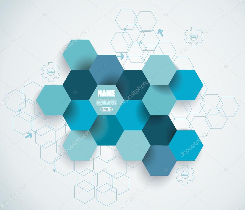 Abstract technology communication design with  hexagons.