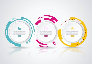 Seçenek şablonlu soyut çember bilgi grafikleri. Diyagram, veri, adım seçenekleri, pankart, web tasarımı için kullanılabilir.