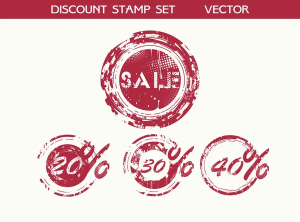 Sale Stämpel Set Discount Percentage Märke Vektor Illustration — Stock vektor