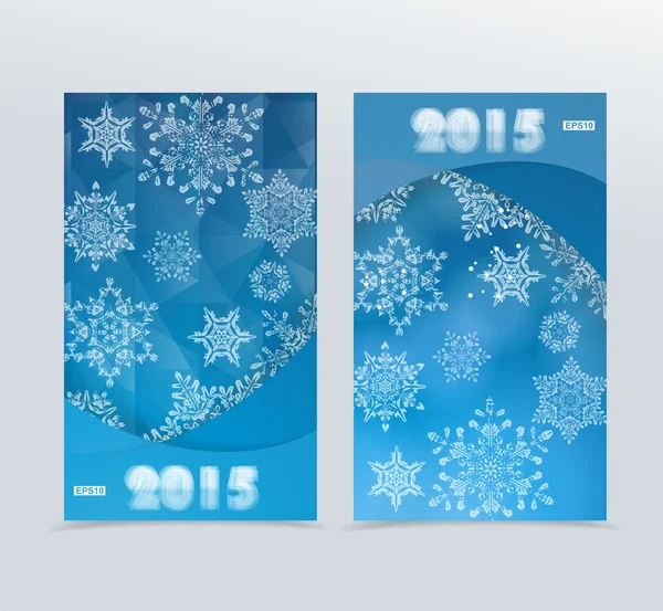 Bannières avec fond bleu d'hiver avec flocons de neige — Image vectorielle
