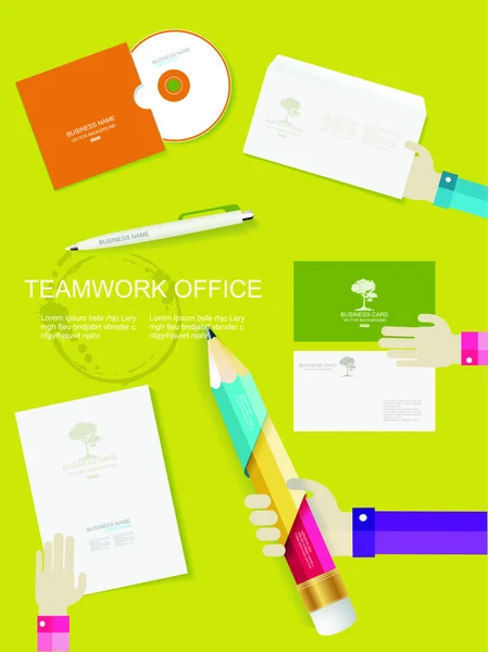 Set of office and business work elements in flat design — Stock Vector