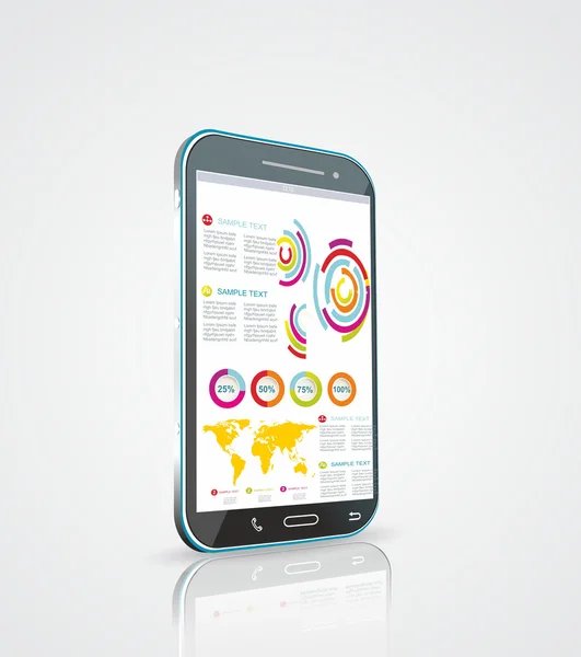 Infographics Desgin πρότυπο με υψηλής τεχνολογίας smartphone — Διανυσματικό Αρχείο