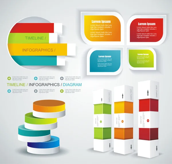 Conjunto de infografías modernas. Diseño de diagrama y línea de tiempo. Vector — Archivo Imágenes Vectoriales