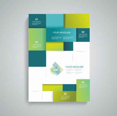 Vektör broşür şablonu tasarım küpleri ve kareler elemanları ile.