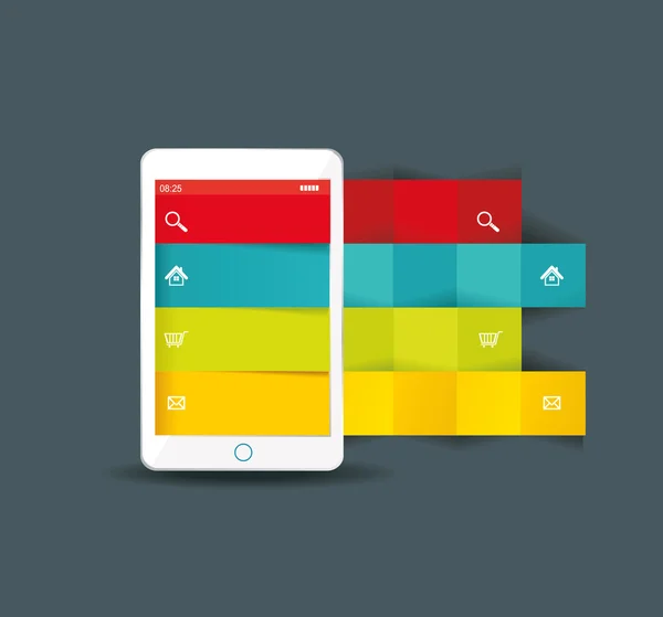 Touchscreen-Smartphone mit moderner Infografik — Stockvektor