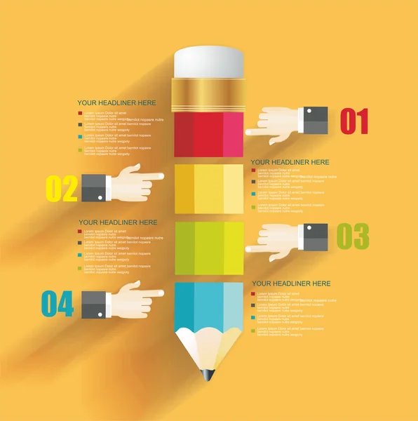 Business-Design-Vorlage mit Bleistift und Menschenhänden. — Stockvektor