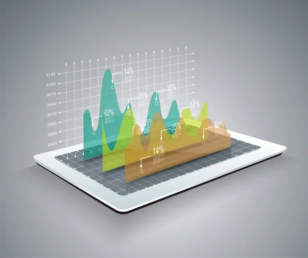 Modelo de infográfico no touch pad — Vetor de Stock