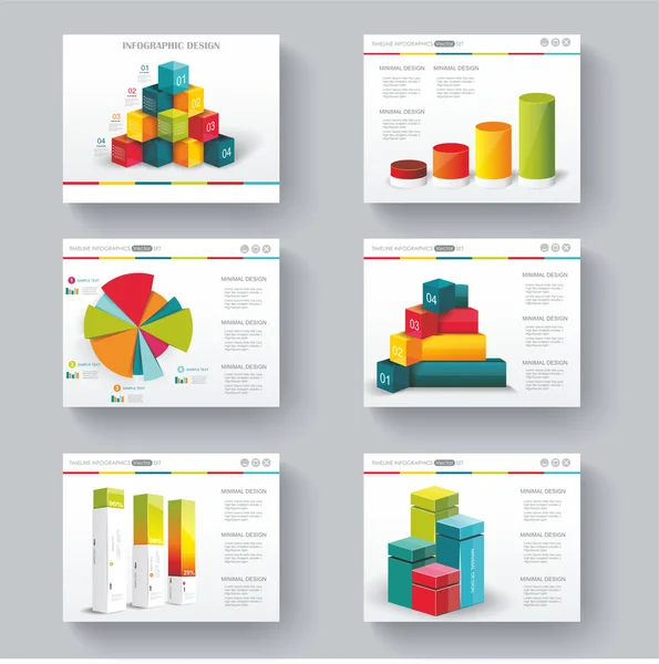 Plantillas de diapositivas de presentación para su negocio con infografías — Vector de stock