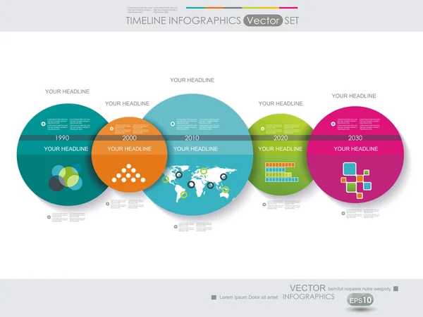 Diseño de línea de tiempo. Se puede utilizar para el diseño del flujo de trabajo, diagrama, entumecimiento — Archivo Imágenes Vectoriales